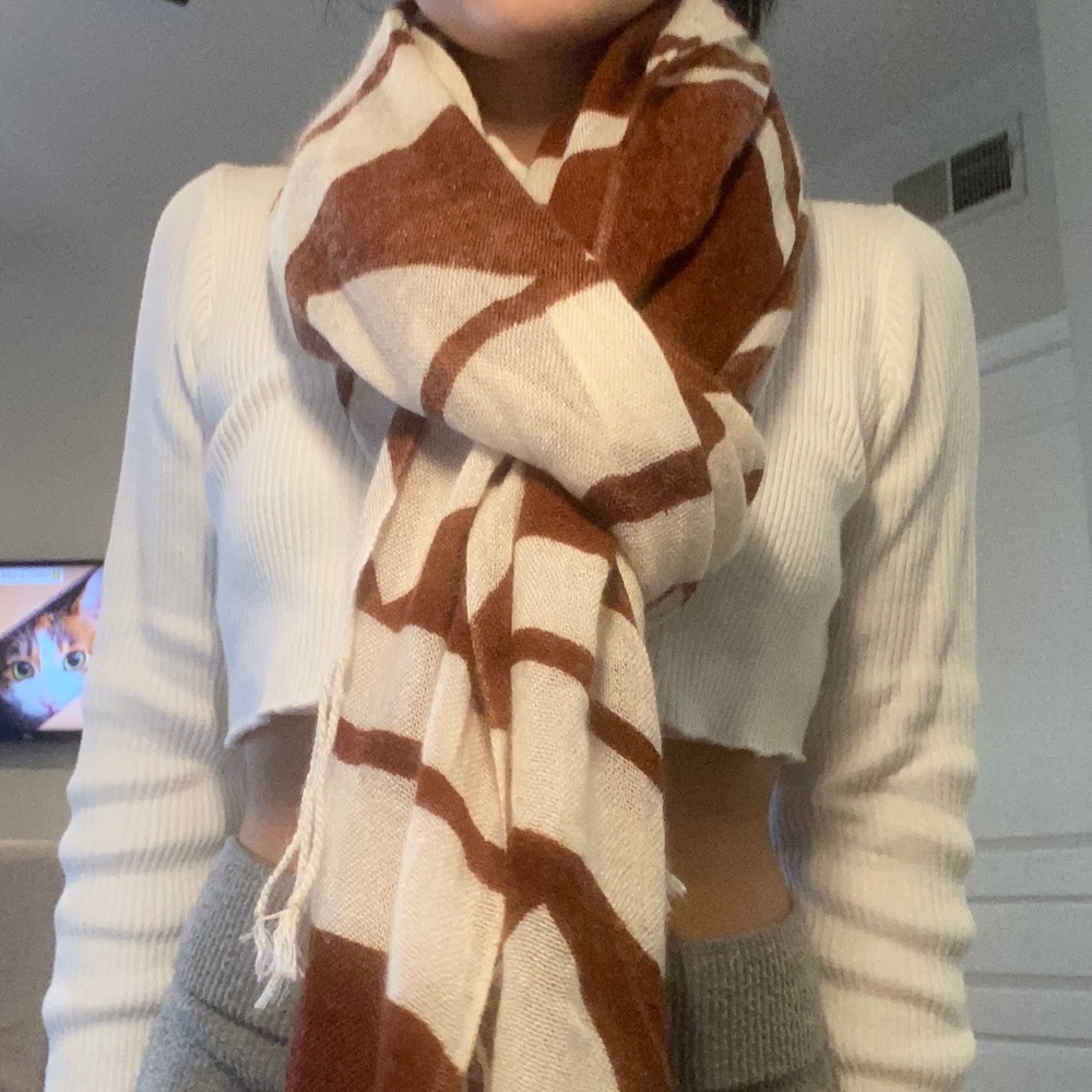 Burnt orange and cream scarf